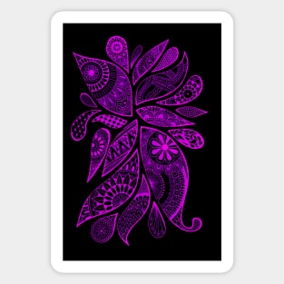 Abstract Zentangle Swirls Design (pink on black) Sticker